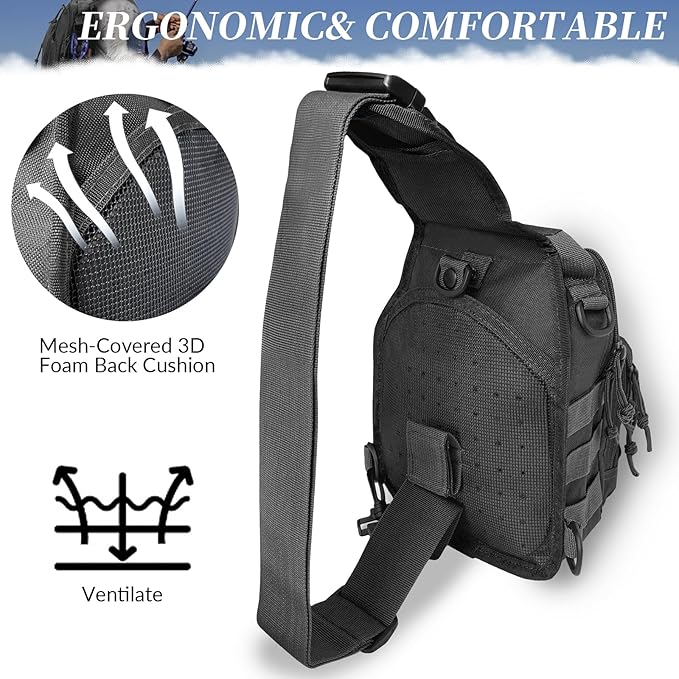 Fishing Backpack Tackle Storage Bag With Rod Holder - Sling Gear Storage