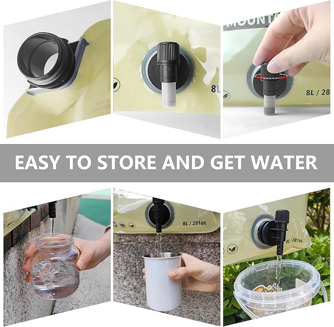 Collapsible 8L Water Storage Bag, BPA-Free Portable Folding Water Jug with Adjustable Faucet, Leakproof Emergency Water Bag for Camping, Hiking, Riding, Outdoor Sport (GREEN, 1)