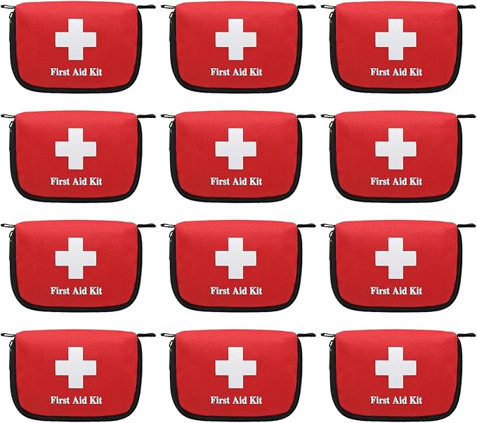 Faylapa 12Pcs Mini Empty First Aid Bag, 5.5x3.5x1.5 inches Travel Pouch Bag for Travel, Car, Home, Office, Camping, Outdoor (Bag Only)