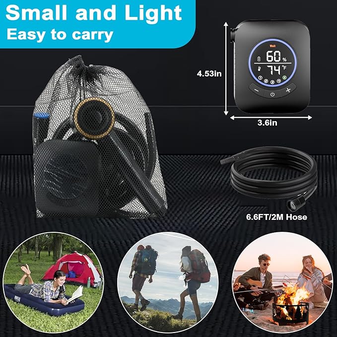 Upgraded 8000mAh & 5 Speed Portable Shower for Camping, LCD Display Rechargeable Camping Shower Head with 4 Spray Modes, IPX8 Waterproof Pocket Outdoor Shower Pump for Hiking, Travel, Car, Pet