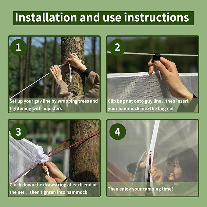 ISAGAPOY Hammock Mosquito Net - Lightweight, Portable, Easy Setup - Fits All Camping Hammocks