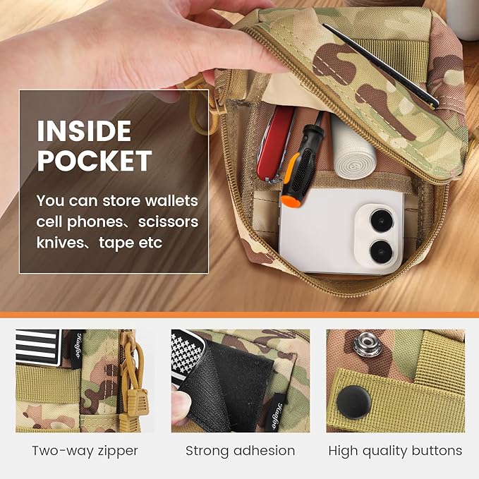 Molle Pouch, Compact Water Resistant Tactical EDC Utility Pouch Tear-Resistant Tactical Organizer Gear Pouch