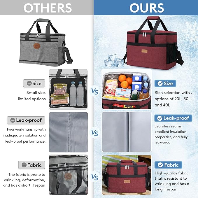 Lifewit Cooler Bag 30/50/60 Cans Collapsible and Insulated Large Lunch Bag Leakproof Soft Cooler Portable Tote for Camping/BBQ/Family Outdoor Activities