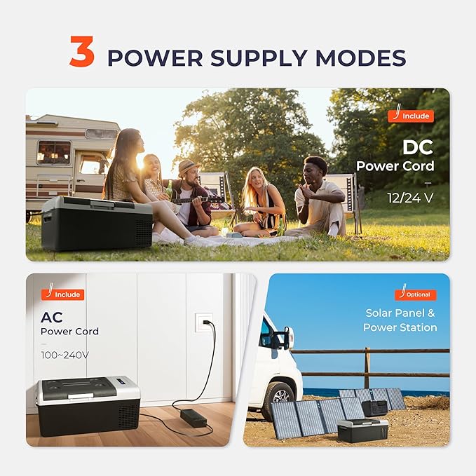 12 Volt Refrigerator Portable Fridge - 16Quart(15L) Electric Cooler Compressor fridge -4℉~68℉, 12/24V DC & 100-240V AC Car Refrigerator for Camping, RV, Fashing, Travel, Home