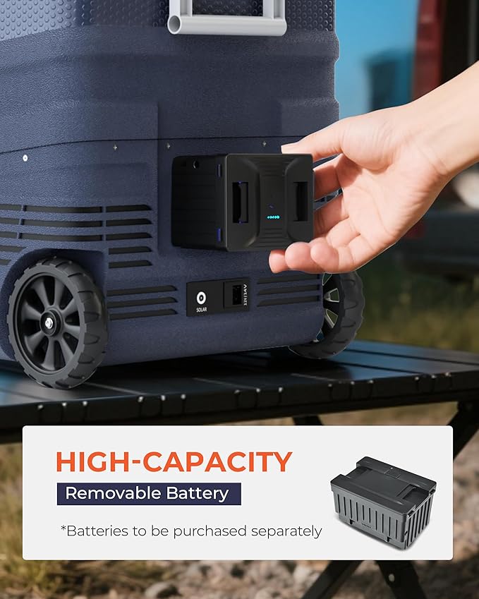 12 Volt Refrigerator Portable Fridge - 58 Quart(55L) Electric Cooler with Wheels, 12/24V DC & 100-240V AC, -4℉-68℉, APP Control, 12V Car Fridge for Camping, Boating, Truck, RV, Outdoor, Home