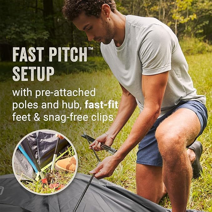 Coleman Carlsbad 4 Person Dark Room Dome Camping Tent with Screen Room, E Ports, Side Windows, and WeatherTec System, Teal Blue/Black