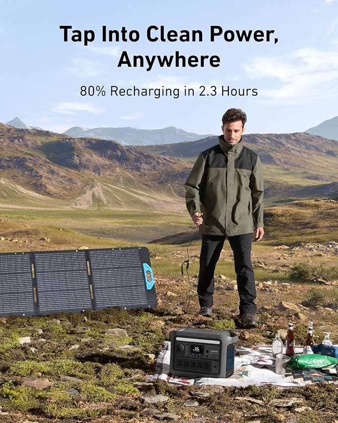Anker SOLIX C800 Portable Power Station, 1200W (Peak 1600W) Solar Generator, Full Charge in 58 Min, 768Wh LiFePO4 Battery for Outdoor Camping, RVs, Road Trip, and Power Outages (Optional Solar Panel)