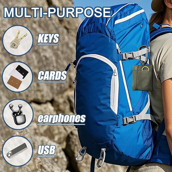 3 Pack Tactical EDC Keychain Pouch with Upgraded D-Ring - Military Mini Molle Utility Organizer for Outdoor, Hiking, Camping, Belt Gear, Zipper Pocket Bag