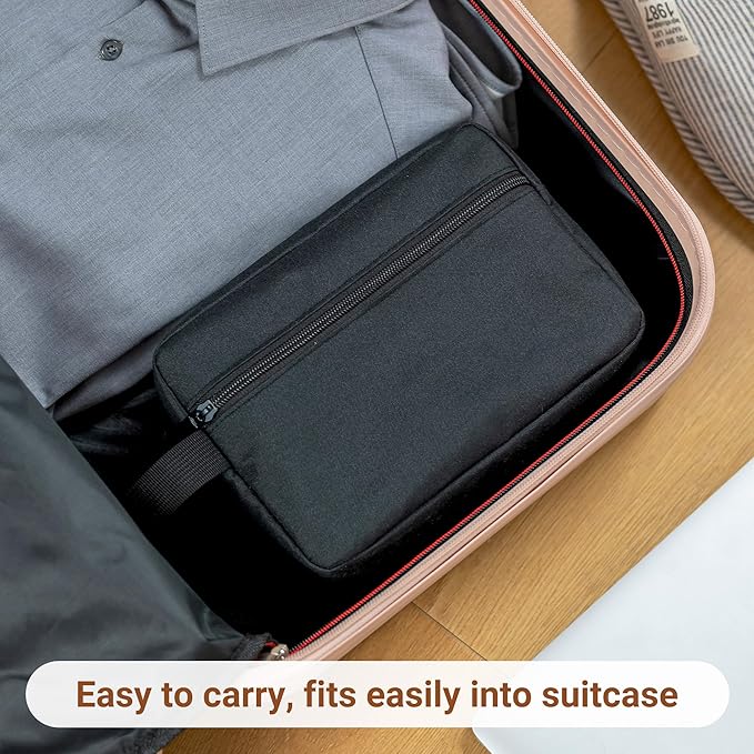 Elviros Travel Toiletry Bag for Women and Men, Lightweight Makeup Bag Hanging Dopp Kit with Shaving Compartment Cosmetic Organizer Small Tool Bag Travel Essentials, Black