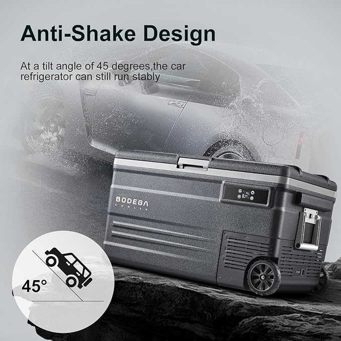 BODEGACOOLER 12 Volt Car Refrigerator,80 Quarts Portable Fridge,75L RV Freezer Single Zone,with APP Control,-4℉-68℉ Car Cooler,12/24V DC & 100-240V AC for Travel, Camping,Outdoor,Truck,SUV