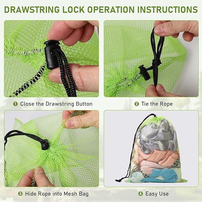 Durable Delicate 10/20/40/60/100PCS Mesh Laundry Bag - Multicolor Nylon Mesh Bag - Locking Closure - For College, Gym, Yoga, Sport