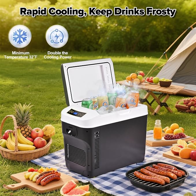 12 Volt Car Refrigerator 31Quart(30L) Electric Cooler/Warmer, Plug In Car Cooler with 110V AC Home Power Cord & 12V Car Adapter, Portable Refrigerator for Camping, Travel, RV