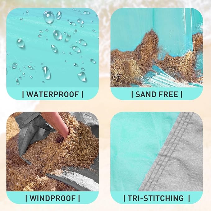 AlphaBeing Beach Blanket – Oversized 84"x84" Sandproof, Waterproof, Quick-Dry Mat for 1–7 Adults