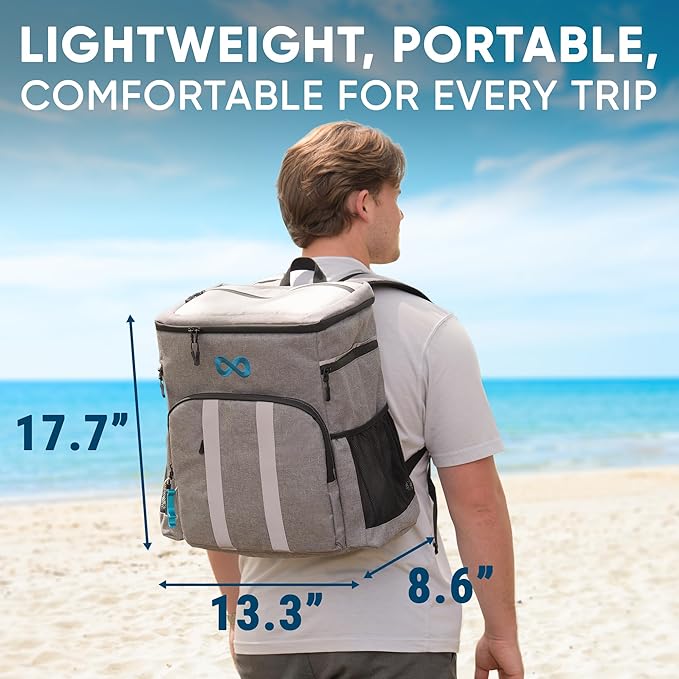 Everlasting Comfort Insulated Cooler Backpack - 54 Can, Leakproof Liner, Waterproof Zipper, Soft Backpack Cooler Bag for Men and Women - Beach, Picnic, Camping, Lunch