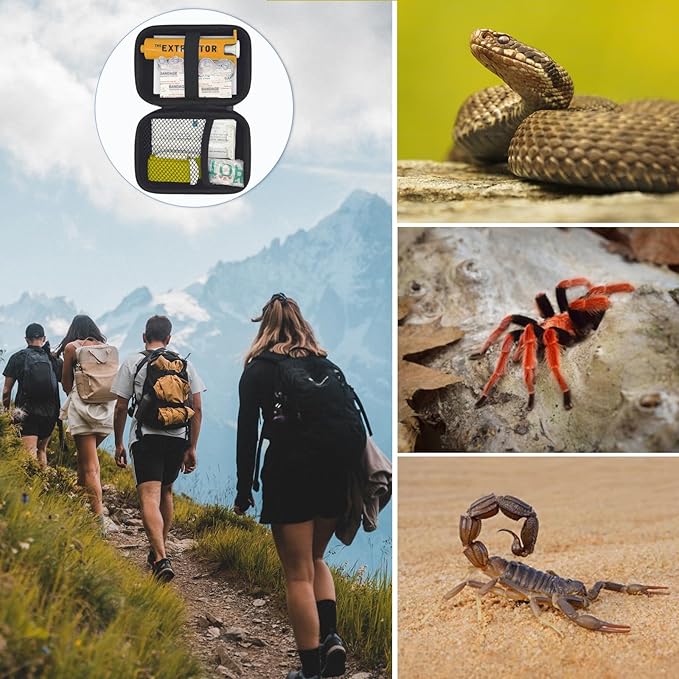 Snake Bite Kit for Humans,Rattlesnake Bite Kit,Bee Sting Kit, Venom Snake Bite Kit for Dogs,Venom Extractor Kits,Extractor Suction Pump, Bite and Sting First Aid for Hiking/Camping(Yellow)