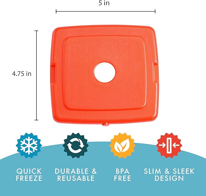 Cool Coolers By Fit & Fresh 4 Pack Slim Ice Packs, Quick Freeze Space Saving Reusable Ice Packs for Lunch Boxes or Coolers, Multi Colored, 2 Packs of 4