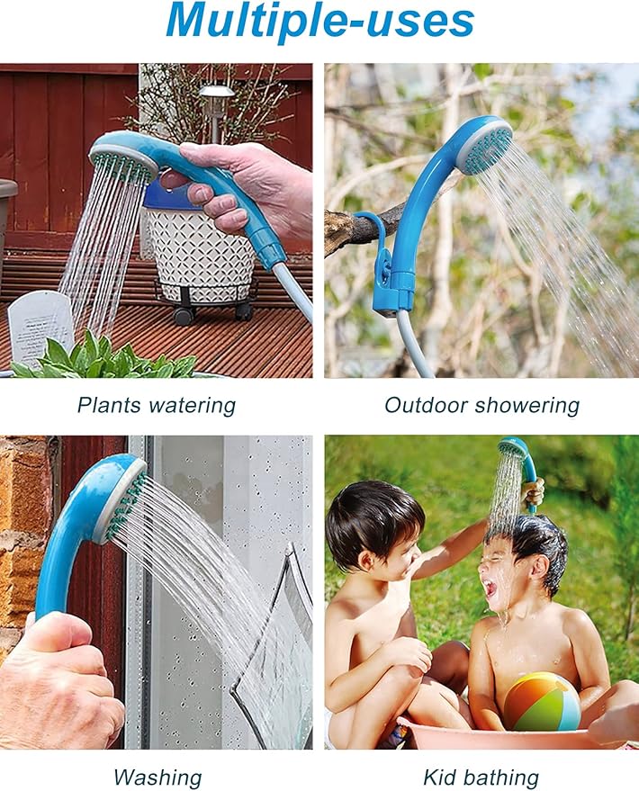 innhom Portable Shower Camping Shower Outdoor Camp Shower Pump, Electric Rechargeable Portable Camping Shower, Powered by Rechargeable Battery