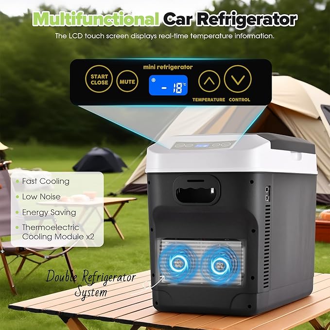 12 Volt Car Refrigerator 31Quart(30L) Electric Cooler/Warmer, Plug In Car Cooler with 110V AC Home Power Cord & 12V Car Adapter, Portable Refrigerator for Camping, Travel, RV