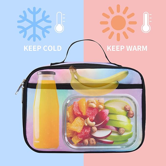 rickyh style Lunch Box with Padded Liner, Spacious Insulated Lunch Bag Durable Thermal Lunch Cooler Pack with Strap for Boys Girls Adults School Sports Beach Picnic Work Camp,2 Pocket (LBXINGXING