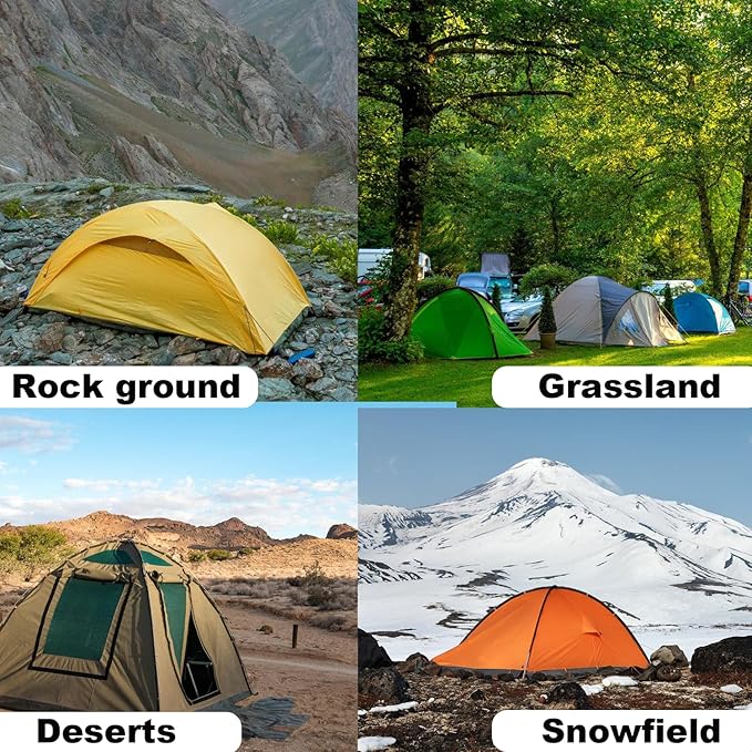 16Pcs Tent Stakes, 16in Heavy Duty Tent Stakes with Storage Pouch, Forged Steel Tent Sakes Metal, Metal Stakes for Tent Used on Grassland, Snowfield, Dessert(16Pcs, 16in, Diameter 1/4")