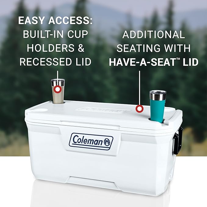 Coleman Marine Cooler with Fully Insulated UV Guard Lid & Body, Keeps Ice for 3+ Days, Great for Boating & Fishing, 52qt/100qt Wheeled/120qt Options