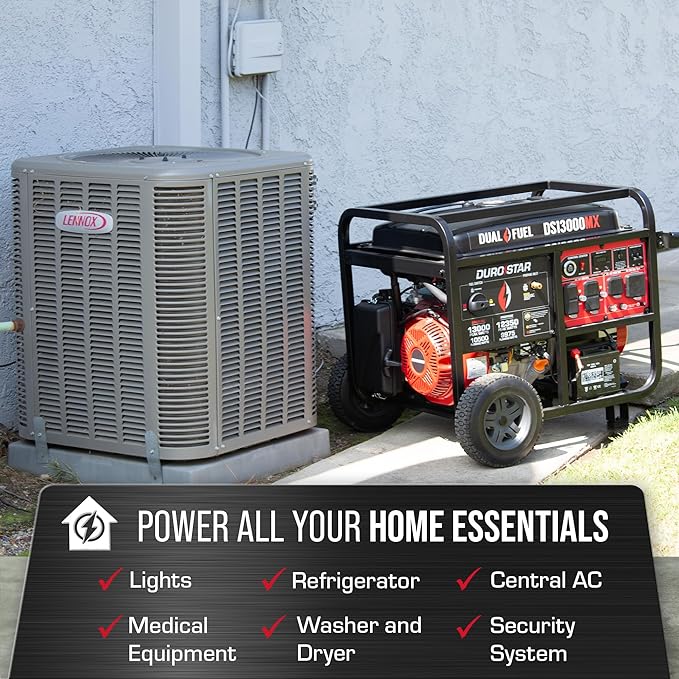 DS13000MX 13,000-Watt 500cc Dual Fuel Portable Generator - Gas and Propane, Remote Electric Start, Whole Home Power Backup, Transfer Switch Ready, RV & Emergency Ready