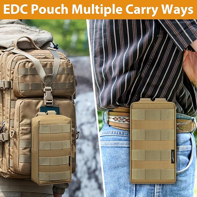FUNANASUN 2 Pack Molle Pouches Tactical Pouch Small Molle Pouch Compact Water-Resistant EDC Pouch Molle Bag