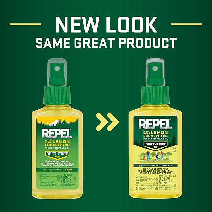 Repel Plant-Based Lemon Eucalyptus Insect Repellent, Mosquito Repellent, Pump Spray, 4 Ounce, (Pack of 2)