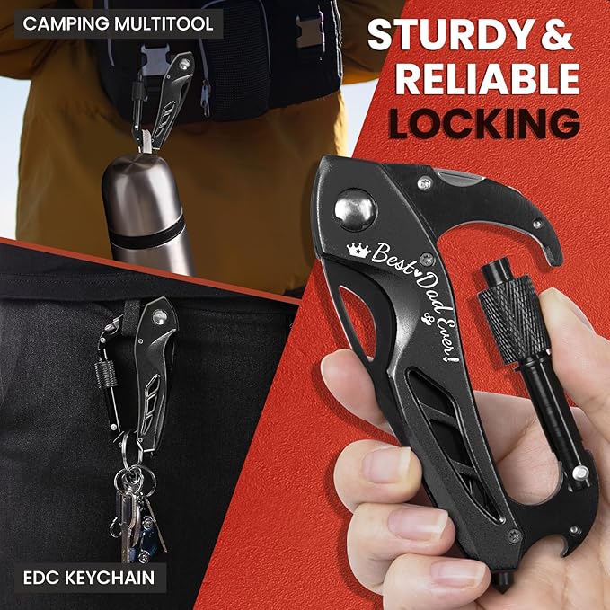 Fathers Day Dad Gift for Men Husband, 6-in-1 Multitool Knife for Camping, BEST DAD EVER Gift for Grandpa Papa from Daughter Wife Son, Birthday, Anniversaries Present for Him, Cool Tools for Men