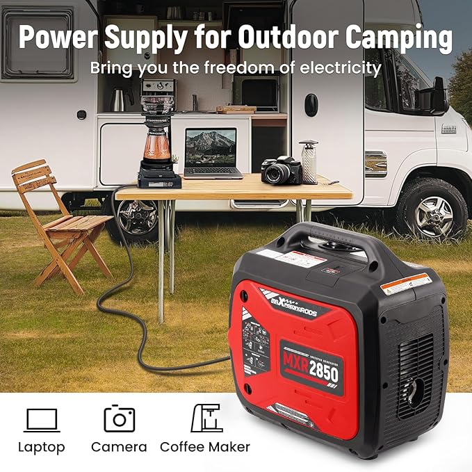 maXpeedingrods 2850 Watt Portable Inverter Generator,Gas Powered, EPA Compliant with CO Alarm, Compact and Lightweight for Outdoor Camping, RV Ready and Home