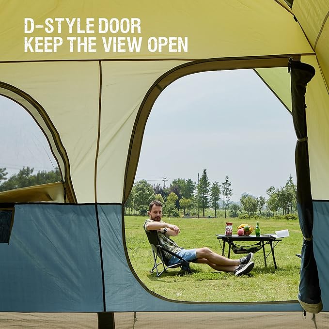 Portal 8 Person Instant Tent for Camping, Large Water Resistant Cabin Family Tent Easy Setup with 5 Large Mesh Windows, Rainfly, Carry Bag
