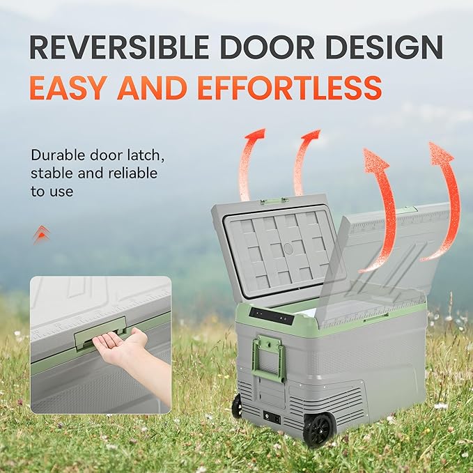 12 Volt Refrigerator Portable Fridge - 48 Quart(45L) Electric Cooler Big Zone with Wheels, 12V Fridge -4℉-68℉ for Camping, Boating, Truck, RV, Outdoor, Home