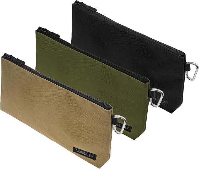 COREFLEX Premium Tool Pouch Zipper Bag, Small Tool Bag, Multipurpose Storage pouch, Heavy duty Flat Bottom Tool bag with YKK Zipper (3 pack Medium 10inch)