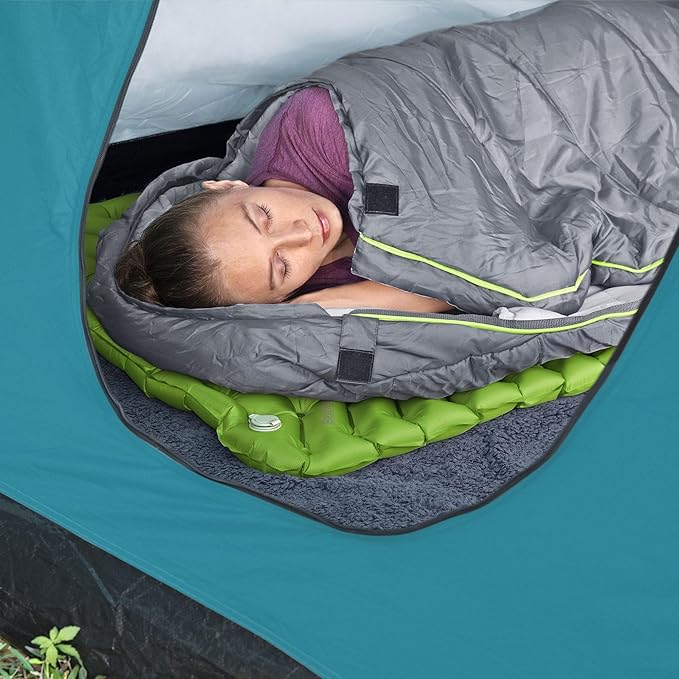 Bestway WanderLite 78 Inch by 28 Inch Large Rectangular Nylon Fabric Outdoor Sleeping Air Pad with Repair Patch and Storage Bag, Green