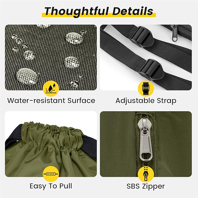 Vorspack Drawstring Backpack Water Resistant String Bag Sports Gym Sack with Side Pocket for Men Women