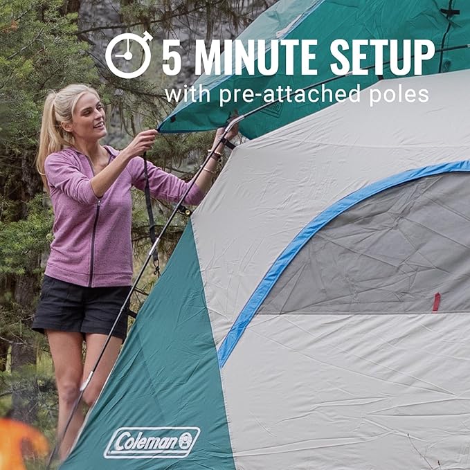 Coleman Skydome Tent with 5 Minute Setup, 2/4/6/8 Person Weatherproof Tent with Rainfly & Carry Bag, 20% More Headroom than Traditional Canopies