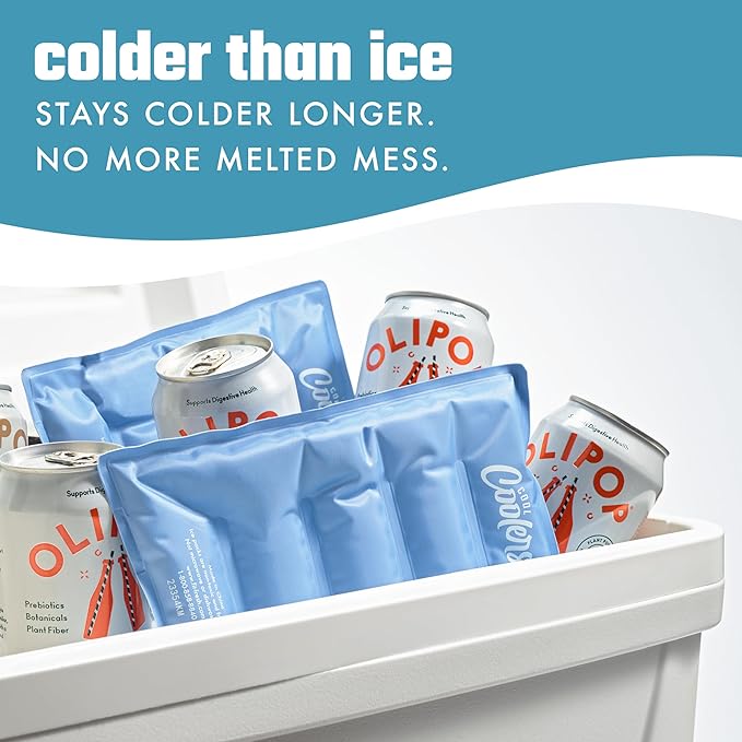 Cool Coolers by Fit & Fresh 2 Pack Soft Ice Packs for Cooler, Flexible Stretch Nylon, Lunch Box, Large Reusable Freezer Packs, Cornflower Blue