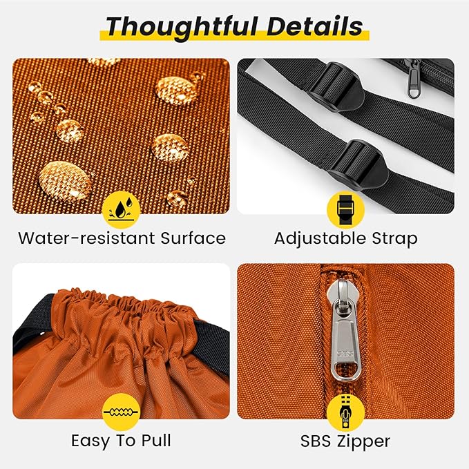 Vorspack Drawstring Backpack Water Resistant String Bag Sports Gym Sack with Side Pocket for Men Women