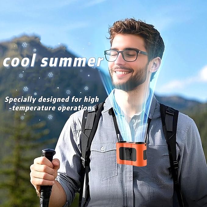 Waist mounted air conditioning fan - a cooling device designed specifically for outdoor workers, equipped with a 20000mAh battery, providing 40 hours of long-lasting battery life (orange)
