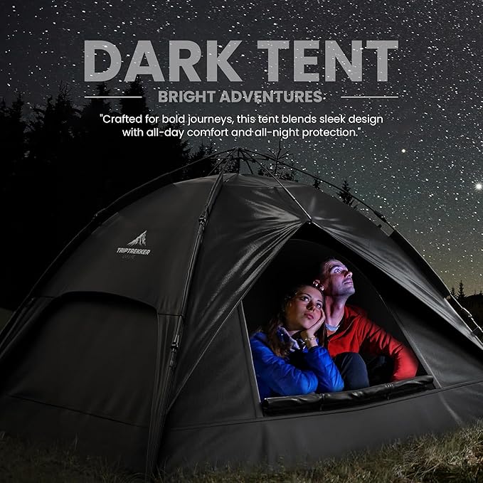 3-4 Person Camping Tent | Pop Up Tent & Fully Waterproof Camping Tent | Backpacking Tent with Fly Screen & Portable Easy Set Up, Lightweight for Backpacking, Hiking Picnic
