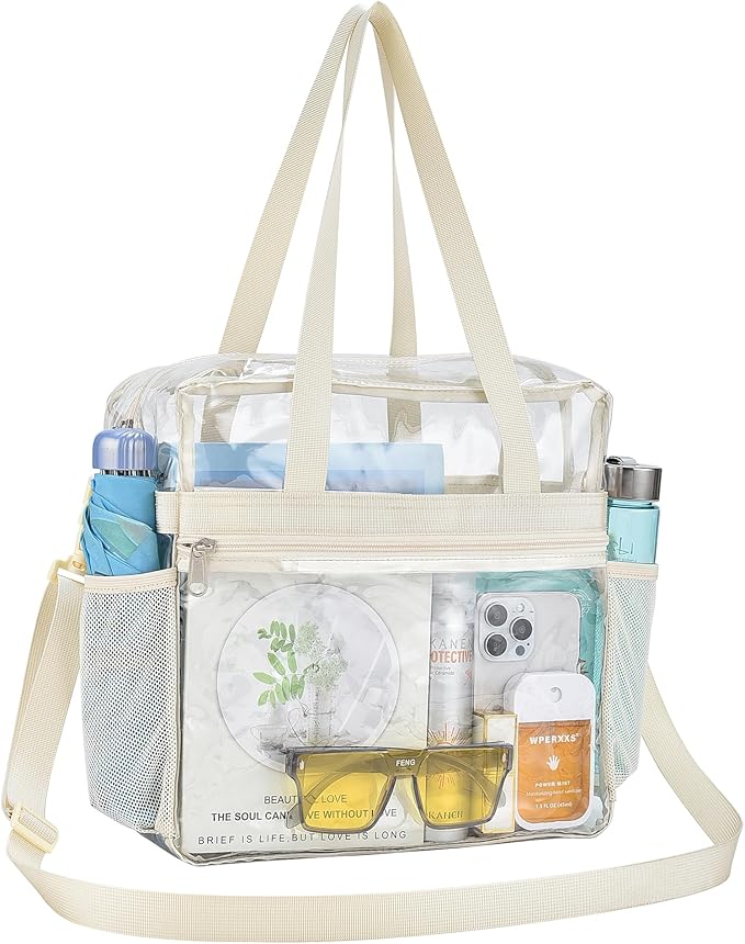 USPECLARE Clear Tote Stadium Approved, Security Travel & Gym Clear Bag for Work Sports Games Concerts