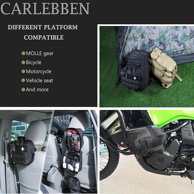 Rip-Away EMT Pouch Molle Pouch Ifak Pouch Medical First Aid Kit Utility Pouch 1000D Nylon Carlebben (with Medical Supplies)