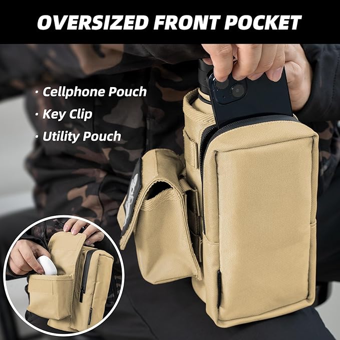 Water Bottle Holder Bag with Molle Strap - Water Bottle Carrier Pouch for Walking, Gym, Camping, Fishing, Hunting 32oz, 64oz, 128oz One Gallon Tactical Carrier Holder