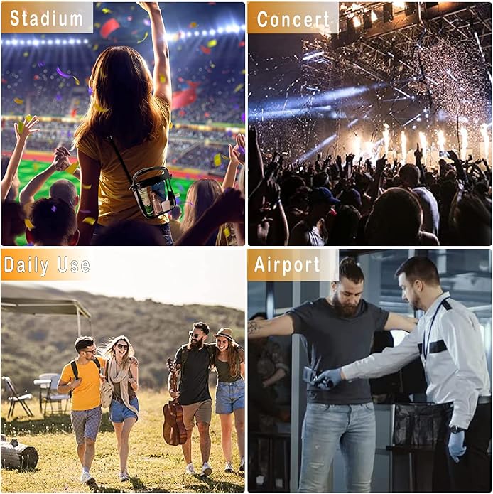 WEDDINGHELPER Clear Crossbody Bag, Clear Bag Stadium Approved, Clear Bag for Concerts Sports Events