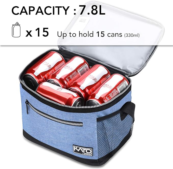 Tirrinia Insulated Lunch Box for Men/Women, Leakproof Thermal Lunch Bag for Office Picnic Work Beach Camping,Reusable Lunch Cooler Tote for Adult, Light Blue