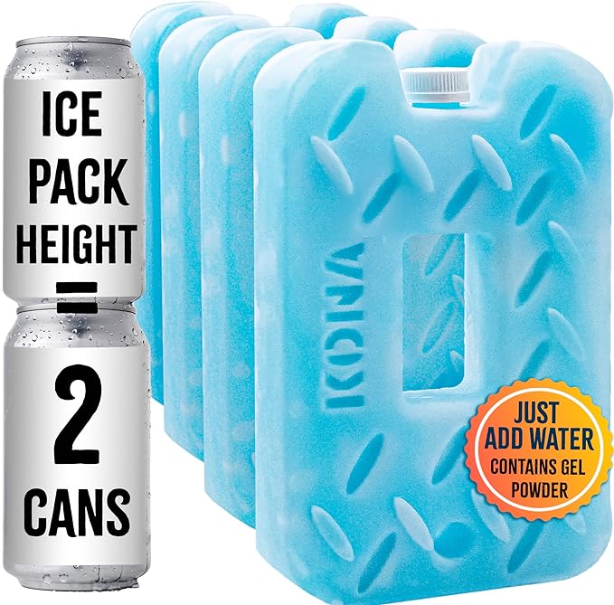 Kona Blue/Ice Ice Packs for Lunch Box - 2 lb Freezer Packs Compatible with Yeti Cooler Bags | Dry Ice Shock Pack, Long-Lasting Reusable Ice Packs for Lunch Bags (10" x 5.5" x 1.5" Pack of 4)