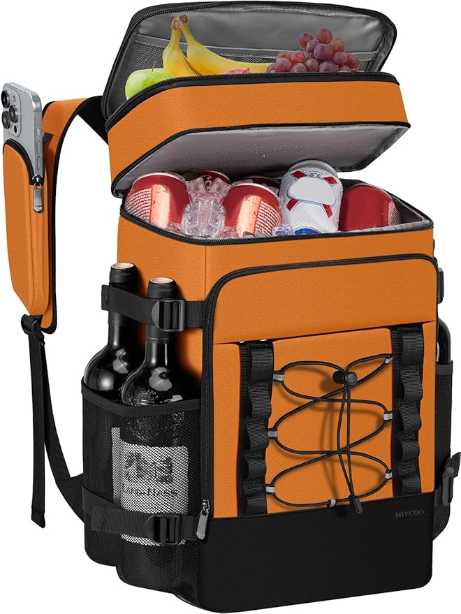 Cooler Backpack - 40 Cans Insulated Backpack Cooler for Men & Women, Portable 2 Leak Proof Compartments Coolers Bag for Beach Travel Picnic Lunch Hiking BBQ Camping - MIYCOO