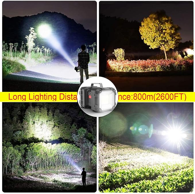 Rechargeable LED Searchlight Flashlight, LED Spotlight Big Power Capacity 13000LM 20h Ultra-Long Standby 7 Lights Modes Camping Work Light, Waterproof, Power Bank, for Home, Outdoor (45 LEDs)