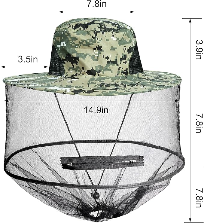 Sucrain 2 Pack Mosquito Head Net Hat Sun Hat Garden Bug Hat with Hidden Net Mesh for Outdoor Gardening Beekeeping