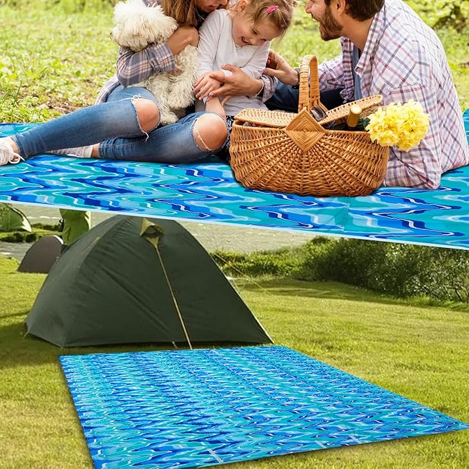 Beach Blanket Sandproof Beach Mat,82" X 82" for 1-4 Adults,Lightweight Quick Drying Picnic Mat for Travel, Camping, Hiking,Portable Beach Blanket